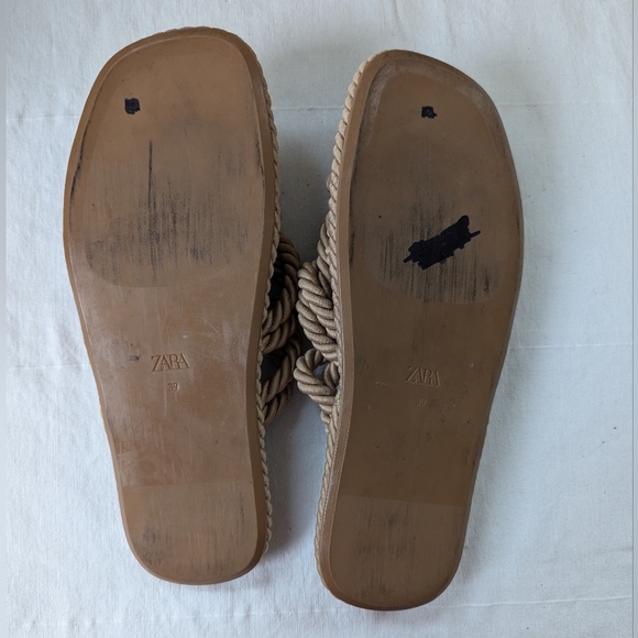 Zara Rope Knot Slide Sandals Nautical Old Money Preppy Neutral - Picture 9 of 10